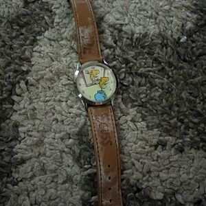 Dr Seuss fish Brown Leather Strap Watch with Cartoon Dial